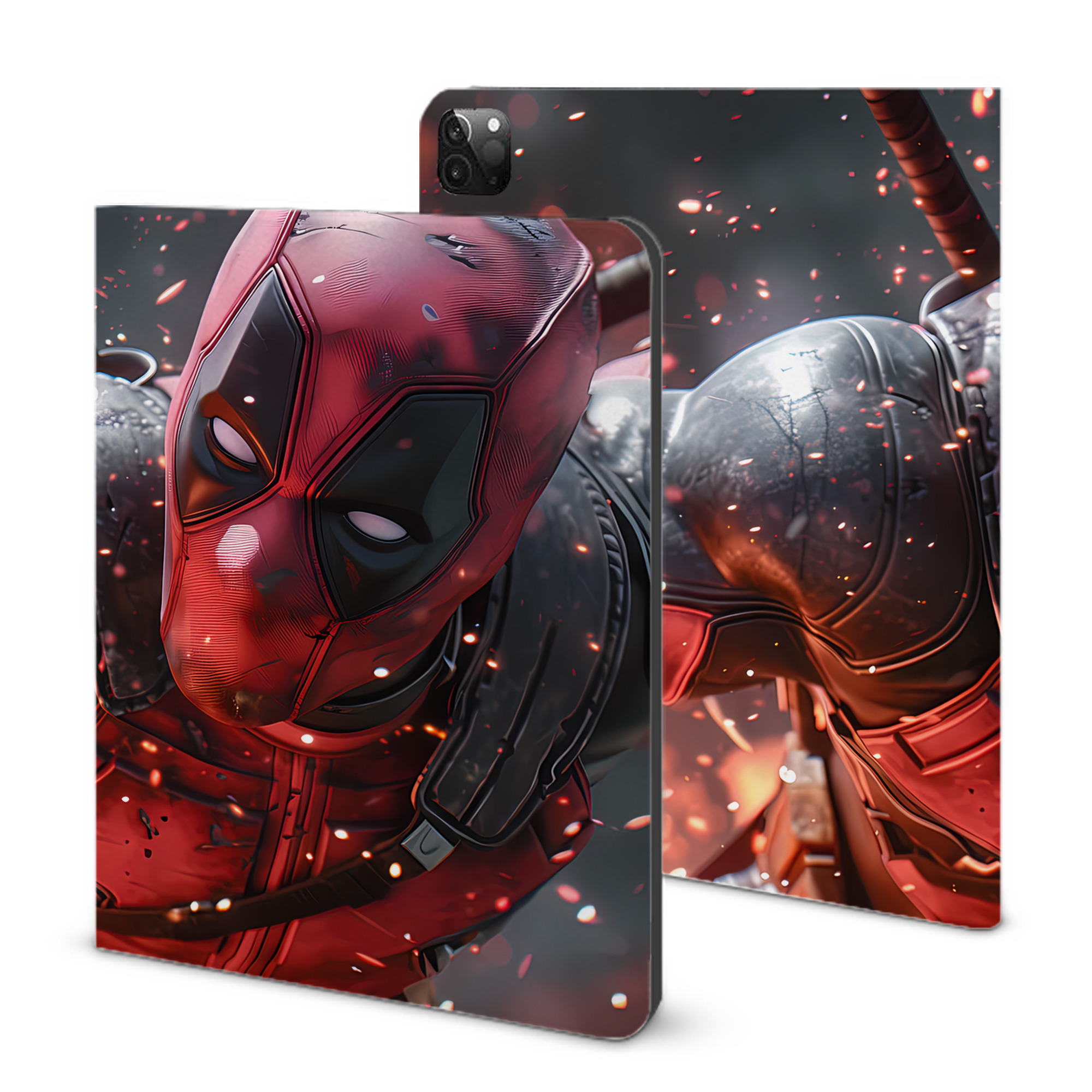 （画像用） Deadpool デッドプール IPadケース ペンホルダー付き ブックスタイルデザイン
